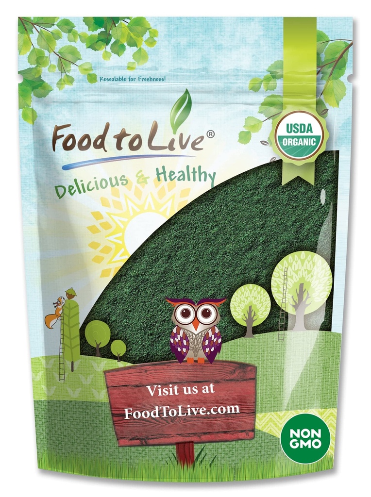 Lebensmittel zu leben Bio Spirulina Pulver, 8 Unzen — Non-GMO, Kosher, Raw Blue-Green Algae, Vegan Superfood, Bulk, Non-Irradiated, Pure Vegan Green Protein, Reich an Vitaminen & Minerals, Groß für Getränke
