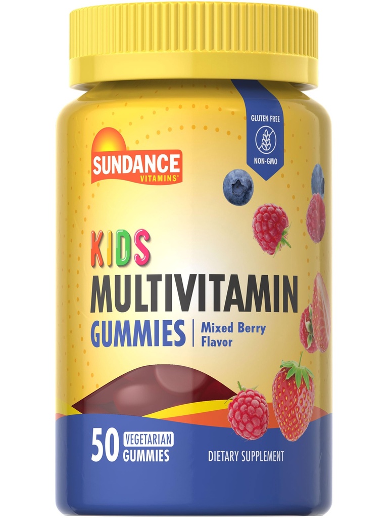Sundance Kids Multivitamin Gummie | mit Vitaminen D3, C, B12 und Zink | 50 Count | Gemischte Beeren Geschmack | Vegetarisch, Non-GMO & Gluten Kostenlose Ergänzung