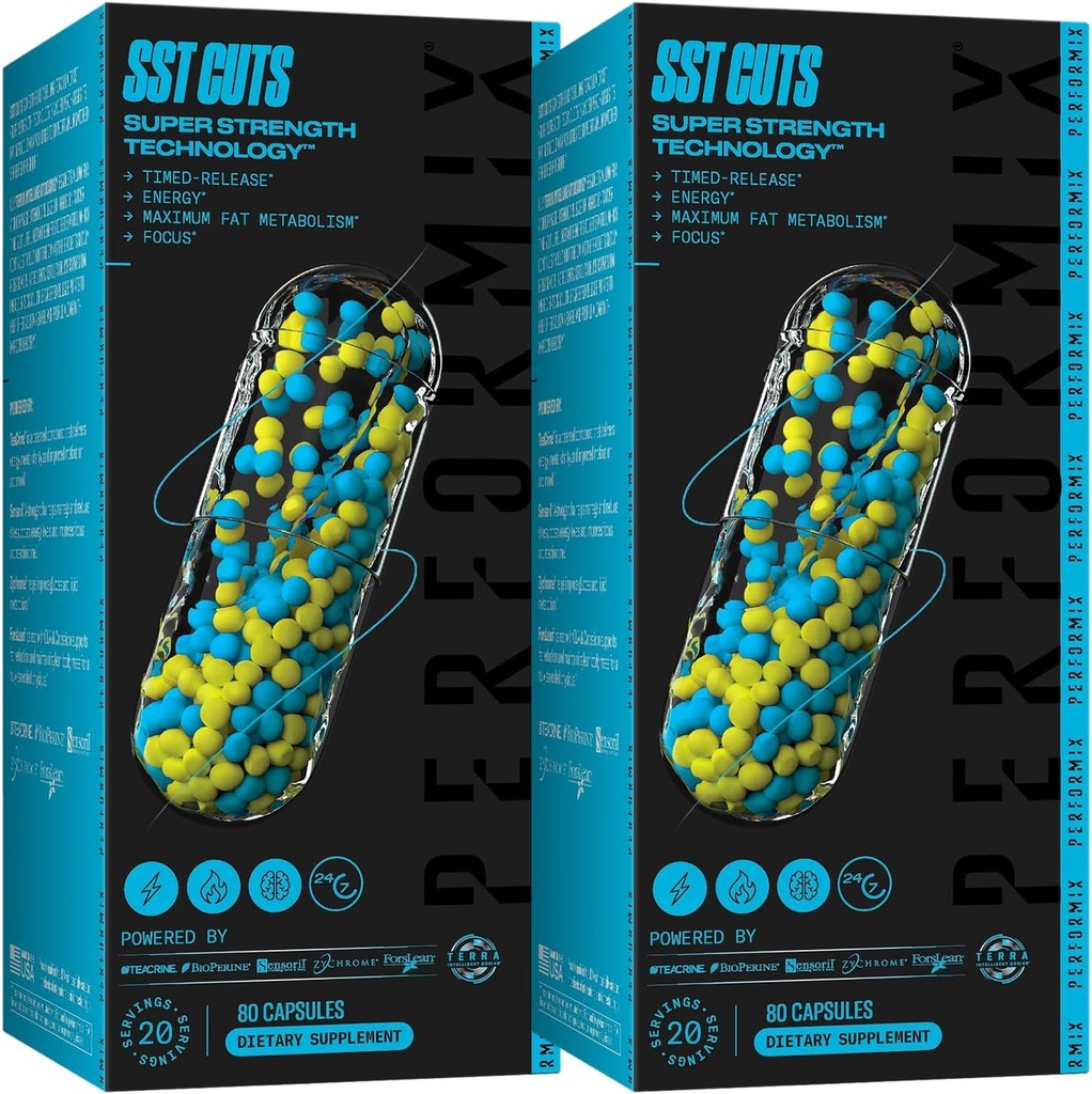 PERFORMIX - SST Cuts - Thermogenic mit CLA - Energie, Fokus & Mood - Stoffwechselunterstützung - Hunger Control - Nootropic - Pre Workout - Männer & Frauen - 160 Servietten - 2 Pack