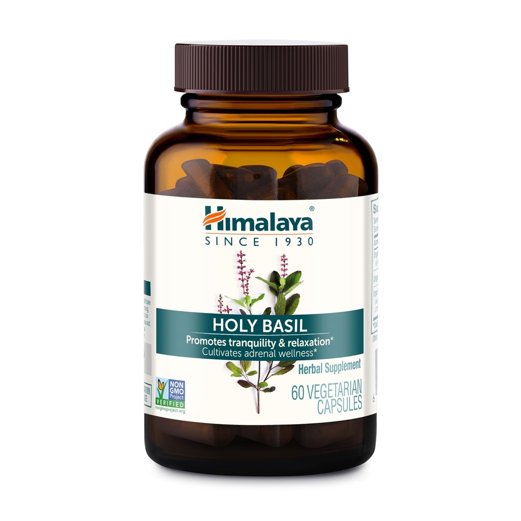 Himalaya Heilige Basil - Kräuter Nebenniere Unterstützung für Stressentlastung, Entspannung, Energieunterstützung und Freizeit Schlaflosigkeit - Vegan, Non-GMO, Glutenfrei, 720 mg, 60 Kapseln