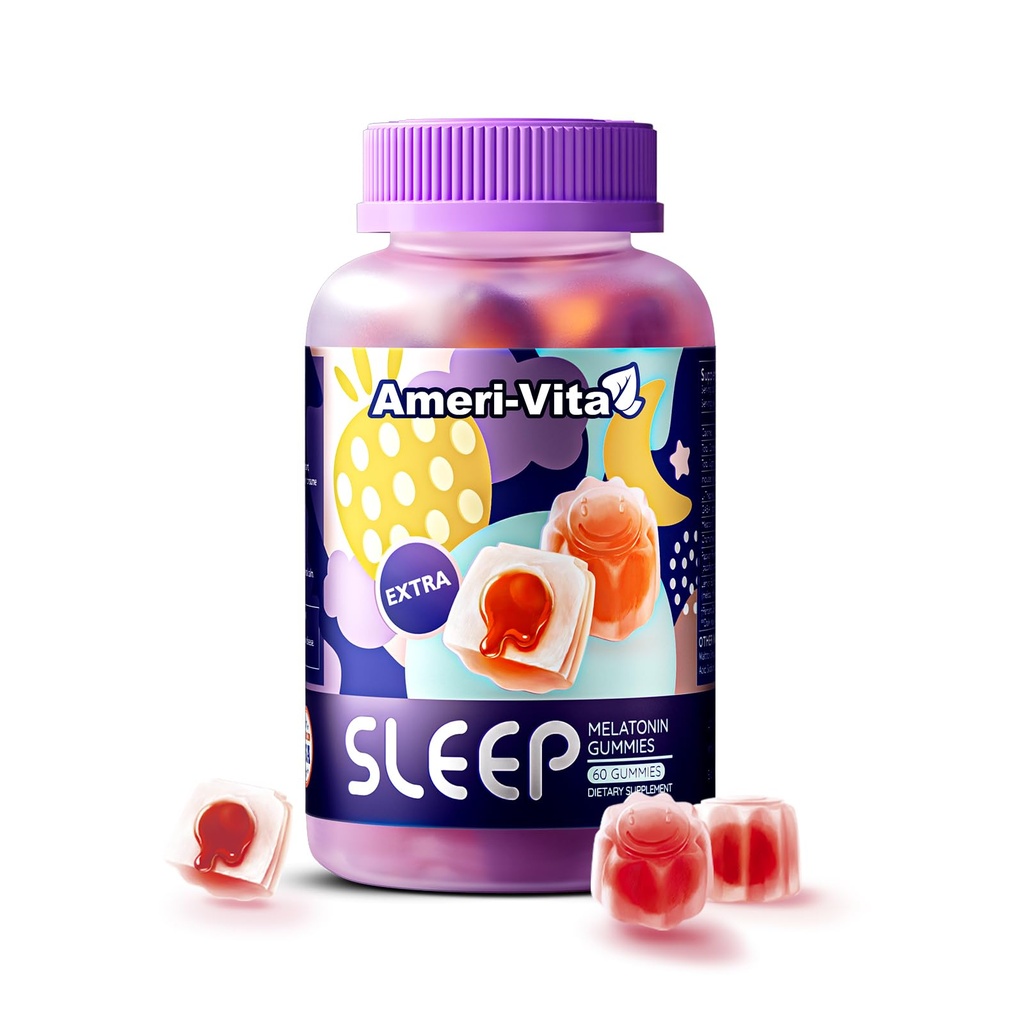 Schlafgummis für Erwachsene, mit Melatonin 3mg, L theanine, Ashwagandha, Glutenfrei, Sugar-Free, Erdbeeren Flavor 60 Count