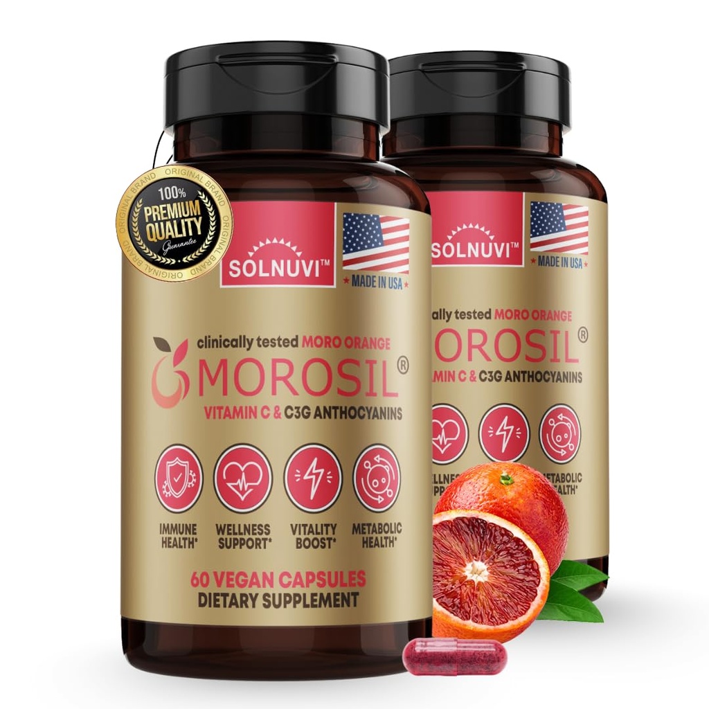 Morosil Klinisch getestet C3G Supplement - Metabolismus, Antioxidans, Wellness-Unterstützung für Herren & Frauen - 400mg Moro Red Orange Extract - 60 Veggie Kapseln - Non-GMO, Gluten-Free, Vegan-Friendly