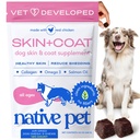 Native Pet Omega Skin and Coat Chews für Hunde - Hunde Skin und Mantel Ergänzung für gesunde, glänzende Pelz, reduzieren Shedding und Dry Spots - Hergestellt mit Omega 3 Fischöl und Wild-Caught Lachsöl - 120 Chews