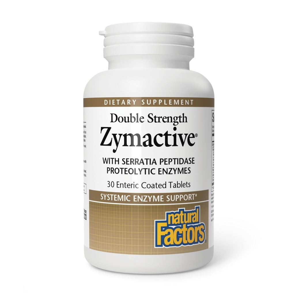 Natürliche Faktoren - Zymactive Proteolytic Enzyme Double Strength, unterstützt eine gesunde Entzündung Antwort auf Muskel- und Gelenkfunktion zu helfen, Glutenfrei, Non-GMO, 30 Enteric Coated Tablets