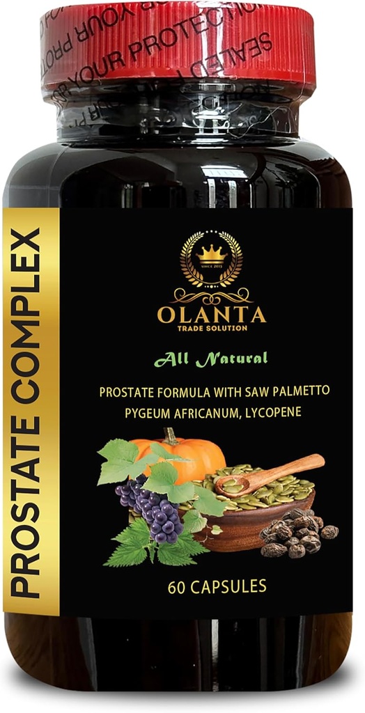 Prostate Complex All Natural - Prostata-Supplements für Männer, Säge Palmetto für Männer Prostata-Support, Lycopene Non-GMO, All-Natural - 1 Flasche 60 Kapseln