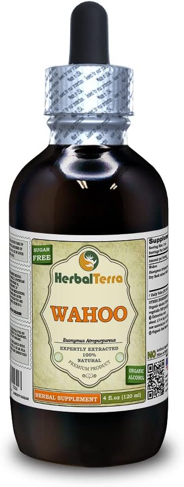 Wahoo (Euonymus Atropurpureus) Tincture, Dried Root Bark Liquid Extract (Markenname: HerbalTerra, Proudly Made in USA) 4 fl.oz (120 ml)