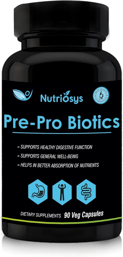 Prä- und Probiotika für Männer | Unterstützt Verdauungsgesundheit, Gut Balance & Immunfunktion | Präbiotika und Probiotika für Frauen & Erwachsene | Daily Pre Probiotic Supplement – 90 Veggie Kapseln
