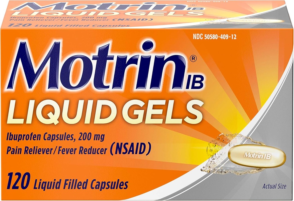 Motrin IB 200mg Ibuprofen Liquid Gel Pain Reliever/Fever Reducer für Aches & Pain, 120 ct