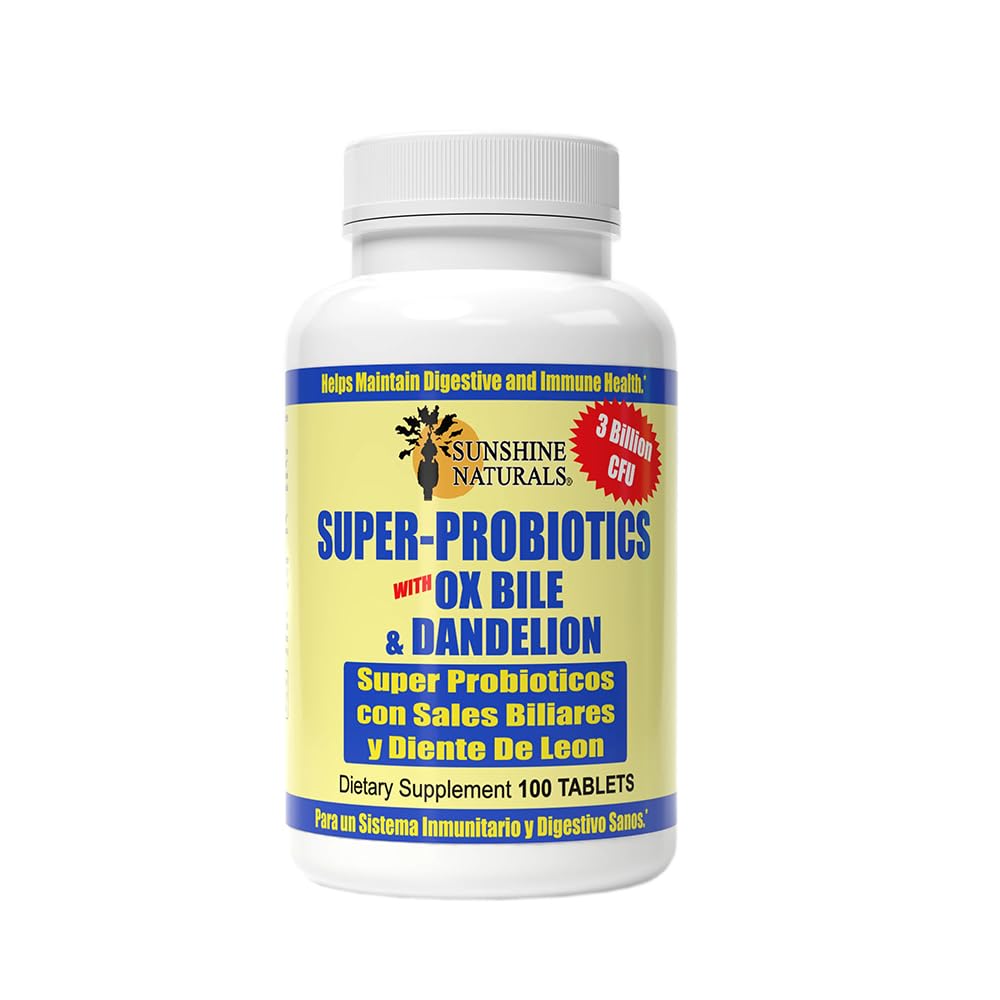 Sunshine Naturals Super Probiotics Supplement. Verbessert Verdauung, Gut Gesundheit, Immunsystem-Unterstützung und gesunde Bowel-Funktion. Fördert gesunde Flora und Balance. 100 Kapseln. Pack von 3