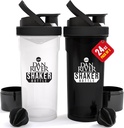 DAN RIVER 2-Pack Shaker Bottle | 24oz Plastic Protein Shaker & Mixer | Twist & Lock Design für Smoothies & Protein Mixes | Durable, Leak-Proof, Easy to Clean | Clear & Black Shaker Bottles for Gym