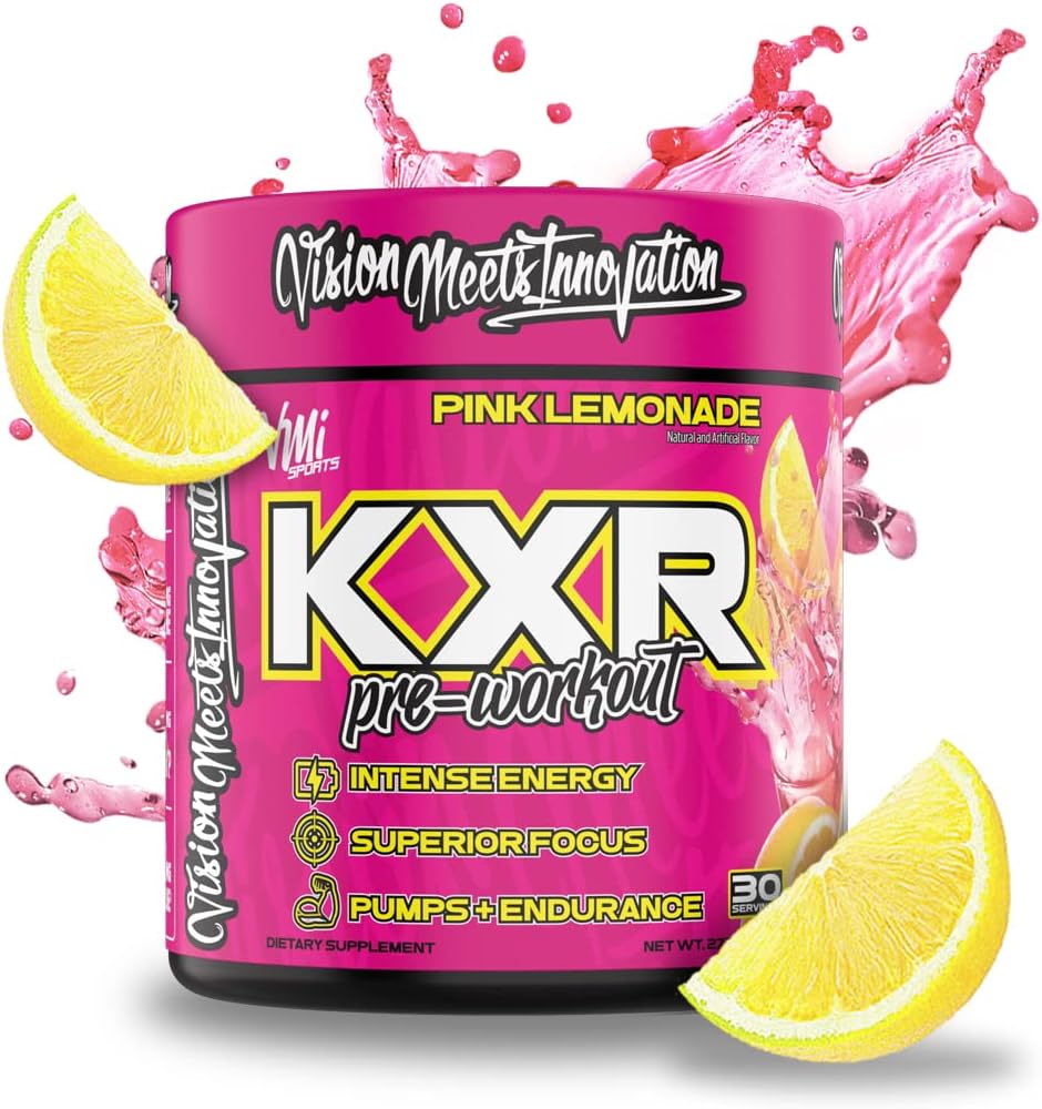 KXR Pre-Workout Energy Powder | Intense Energy Pre-Workout Drink für Männer und Frauen | Creatine Free | verbessert die Leistung - Enhanced Focus & Erhöht Endurance | 30 Servietten (Pink Lemonade)