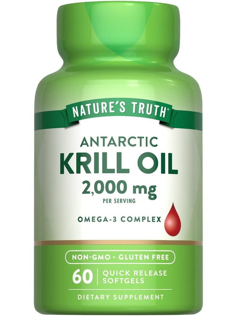 Nature's Truth Antarctic Krill Oil 2000mg Softgels | 60 Count | Omega-3 mit EPA & DHA | Non-GMO & Gluten Kostenlose Ergänzung