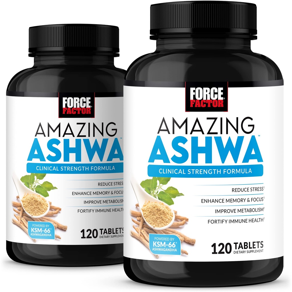 Kraftfaktor Erstaunlich Ashwa, KSM-66 Ashwagandha Beilage für Stressentlastung, Fokus, Gedächtnis, Immununterstützung, Mit Vitaminen, Mineralien & Antioxidantien, Cortisol Beilagen für Frauen, 240 Tabletten (2-Pack)