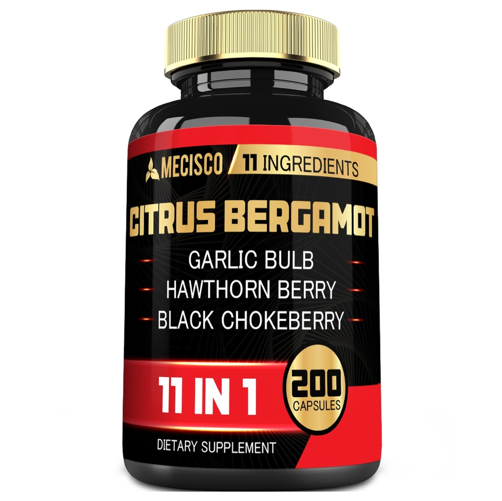 11in1 Citrus Bergamot Ergänzung 1000mg mit Olivenblatt, Hawthorn Berry, Guggul, Knoblauch und mehr - Unterstützung Immunität, Zirkulationssystem & Gesamtgesundheit - 200 Kapseln