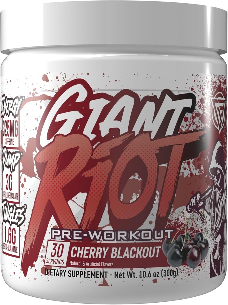 Giant Riot Pre-Workout Pulver (30 Servierungen, Kirsche Blackout)