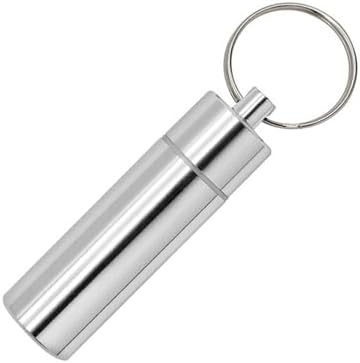 Portable Pille Organizer Small Travel Pill Box Schlüsselanhänger Mini Daily Pill Case Container, Wasserdichte Metall Pillenhalter Medizin Flasche für Ergänzungen, Pillen, Vitamine und Medikamente (Medium)