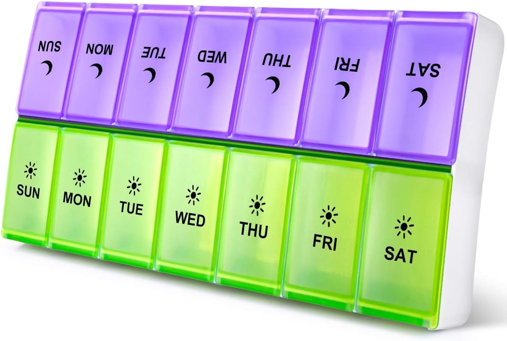DANYING Extra große Pille Organizer 2 Mal pro Tag, XL Wöchentliche Pille Box, PM Pille Case, Pill Container 7 Tag, Vitamin Case zweimal pro Tag