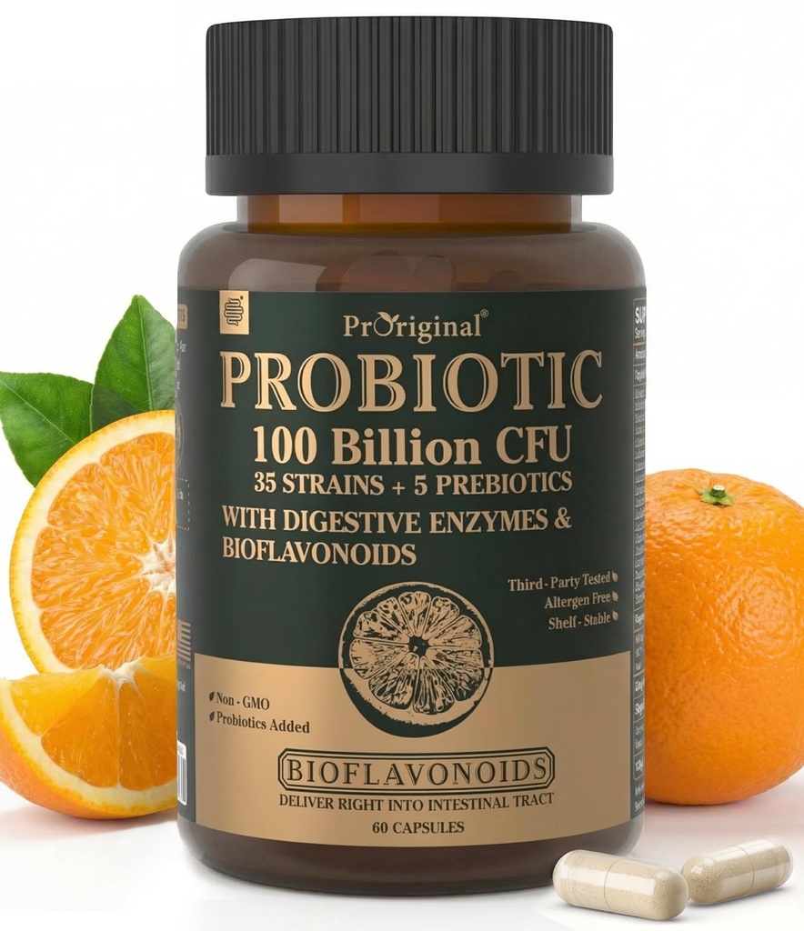 Probiotika mit Präbiotika für Männer und Frauen - 35 Strains Probiotics 100 Billion CFU für Gut & Digestive Gesundheit, Vegan Acidophilus Probiotic Supplement, Non-GMO Raw Probiotic 60 Kapseln