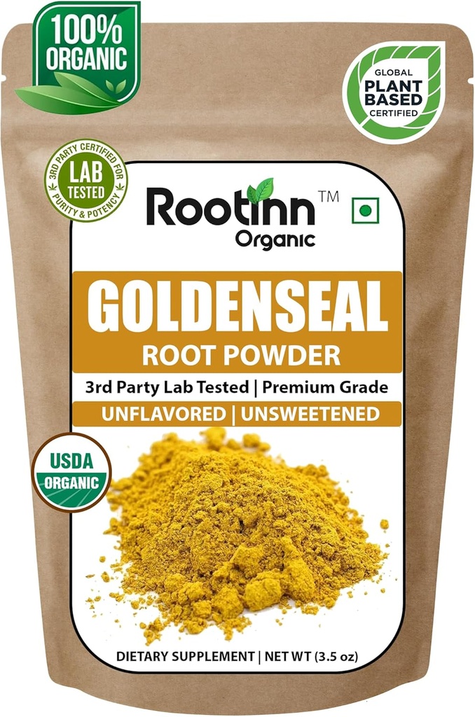 Goldenseal Pulver - 3,5 oz, 100 Servierungen *Lab Getestet/USDA Organic* Reine natürliche Goldenseal Wurzelpulverergänzung