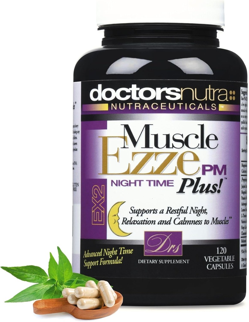Ärzte Nutra Muscle Ezze PM Plus - 3.000mg - Relaxant mit Magnesium Glycinat - Glutenfrei – 120 Kapseln