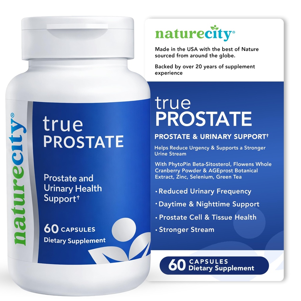 NatureCity True-Prostate Urinary Tract & Prostate Support Supplement für Männer Gesundheit Cranberry Extract & Super Beta Prostate Sitosterol Complex 60 Kapseln - Prostata Gesundheit für Männer