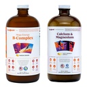 LIQUIDHEALTH Mega Energy B-Complex & Calcium und Magnesium Liquid Vitamin Bundle für Erwachsene - Erhöhung der natürlichen Energie, Unterstützung Knochen & Gelenke Gesundheit, Boost Immune System - Vegan, Non-GMO, USA Made
