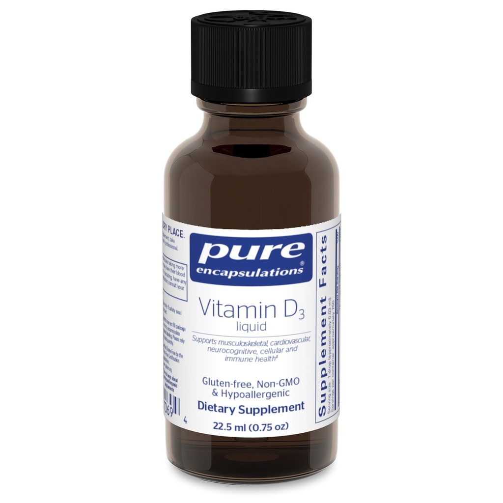 Pure Encapsulations Vitamin D3 Liquid | Ergänzung zur Unterstützung von Knochen, Brust, Herz-Kreislauf, Colon und Immune Health* | 0.75 fl. oz.