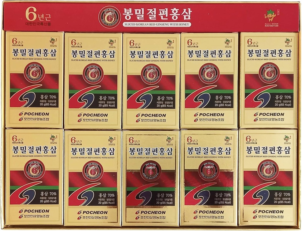 Pocheon 200g(10ea X 20g) 6Years Sliced Korean Panax Red Ginseng Roots mit Honig, Saponin, natürliche Immununterstützung