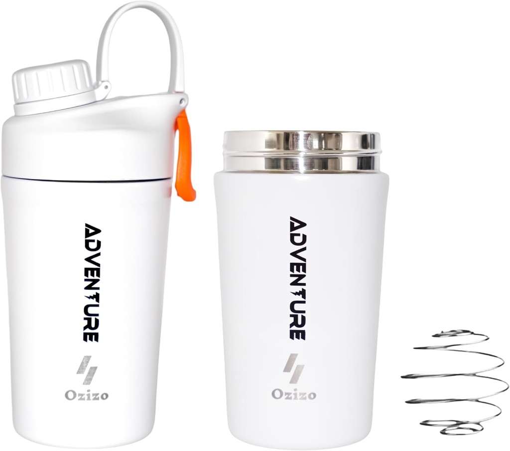 Ozizo Protein Mixing Cup für Proteinmischungen – 20 Unzen Edelstahl Protein Shaker Bottle, Insulated, Leak Proof, Odor Resistant, Small Cute Gym Mixer für Männer, Frauen, Jungs, Mädchen, Hot & Cold Drinks