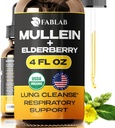 FabLab Mullein Blatt Extrakt mit Elderberry 4 Fl Oz - Made in USA - Tropfen für bessere Lung - Mullein Tincture für Lung Detox - Bronchial Cleanse für Raucher - Respiratorische Kräuterergänzung