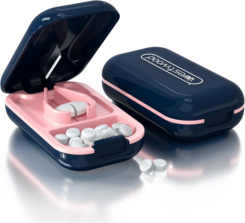Small Pill Cutter, Pill Splitter und Pillen Cutters für kleine oder große Pillen Professionelle Pillen Crusher mit Klingenschutz, Schneiden Medikamente Vitamine Tabletten (Pill Cutter, Blau)