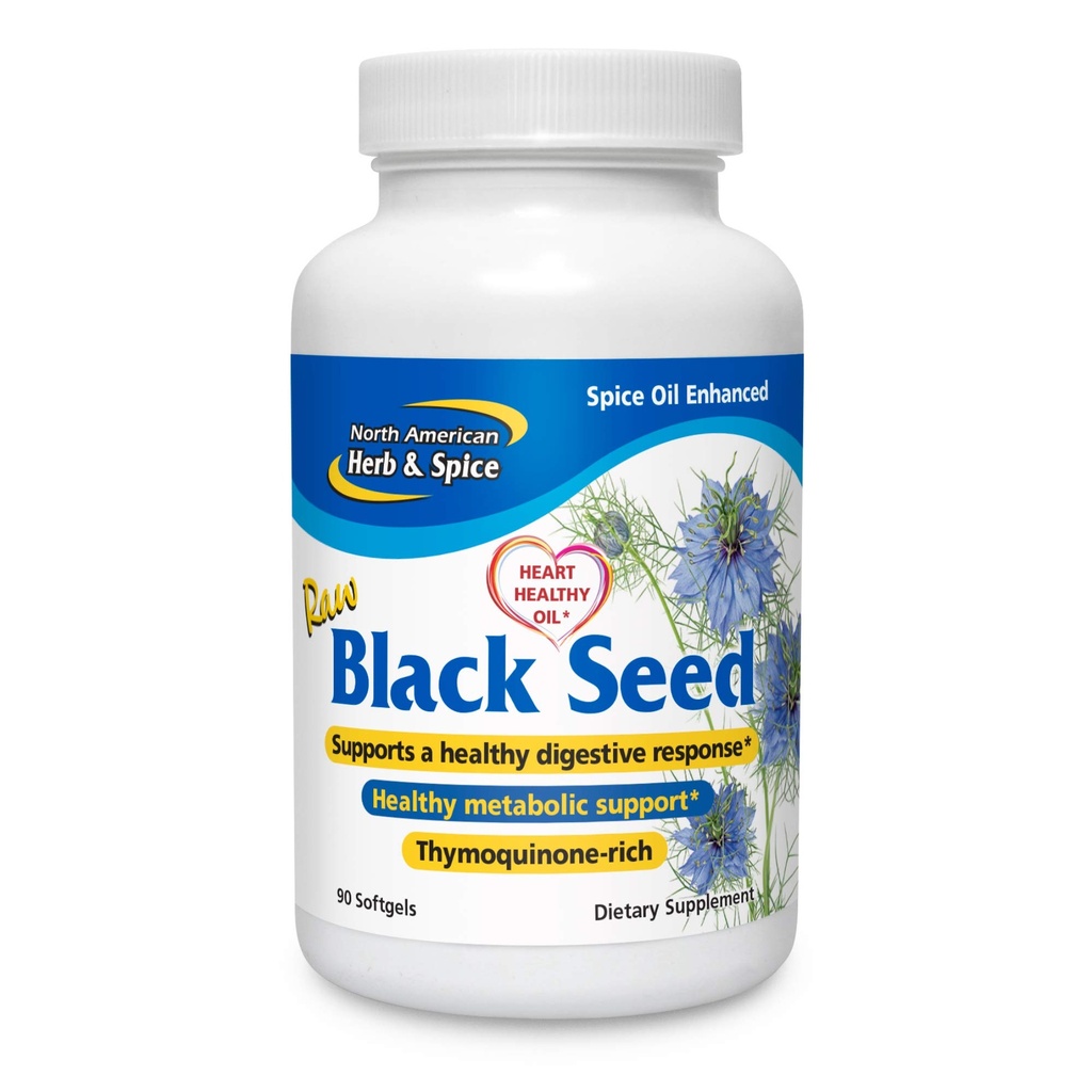 NORTH AMERICAN HERB & SPICE Schwarz Seed Oil 1000 mg - 90 Count - Leber, Gallenblase & Darmfunktion - Herz & Verdauungsstörung - Schwarzes Seedöl, Oregano Öl, Fennel - Non-GMO - 45 Servierungen