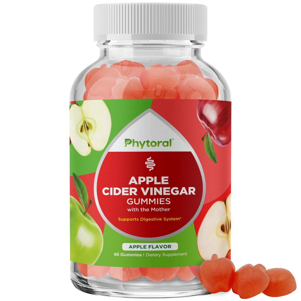 Apfelessig-Gummi mit der Mutter - ACV-Gummien mit Mutter für Erwachsene für Immununterstützung Verdauung Gut Gesundheit und Energie Unterstützung Supplement - Apfelessig-Gummi-Vitamine für Erwachsene