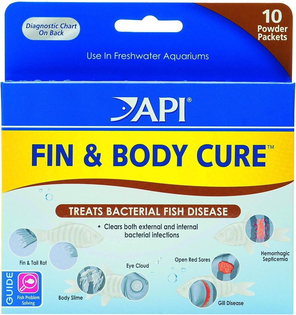 API 2 Pack von Fin und Body Cure Süßwasser Fisch Heilpulver zur Behandlung von Bacterial Diseases, Treats Body Slime, Augenwolke, Fin und Tail Rot, und Gill-Krankheit (10-Count) (2 Artikel)