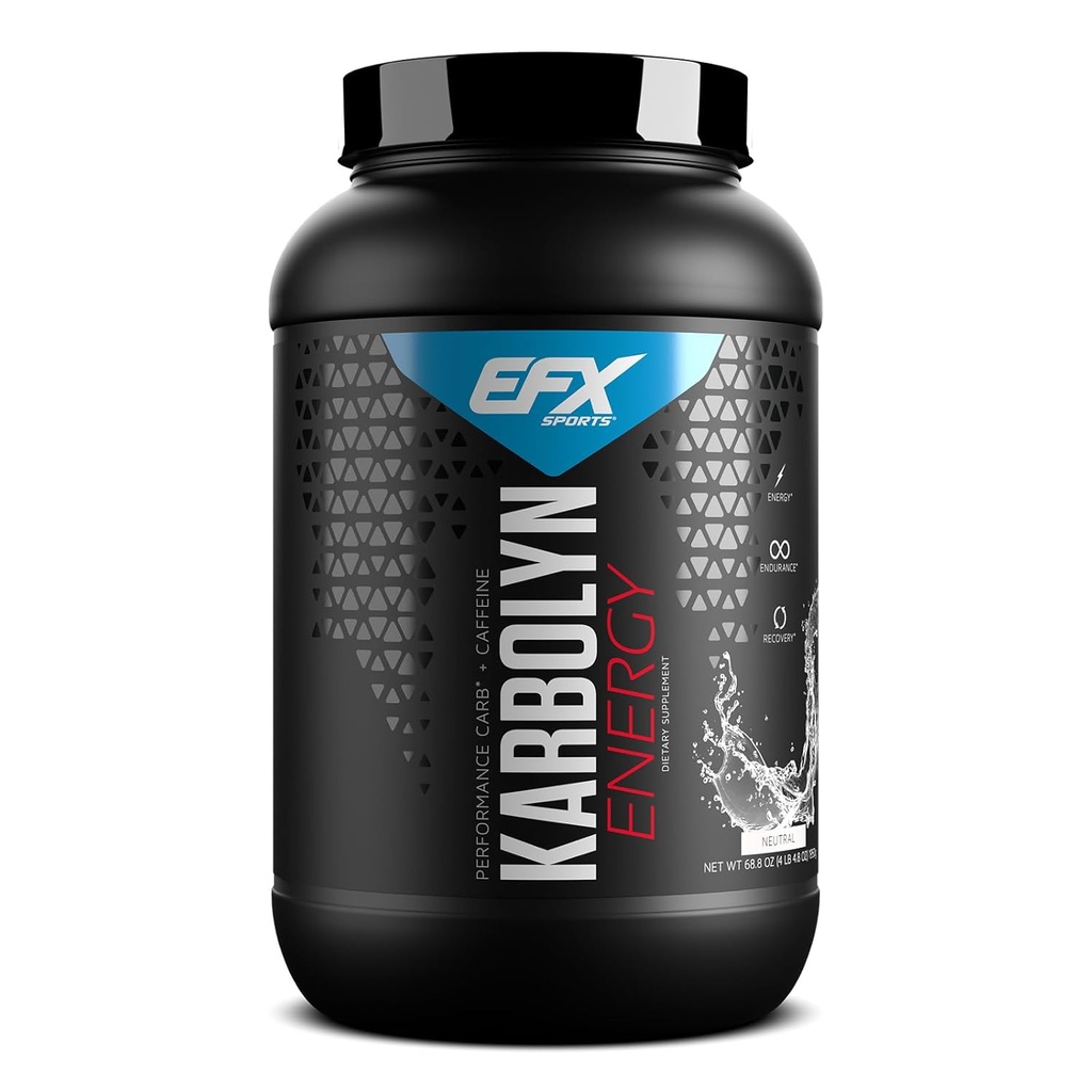 EFX Sports Karbolyn Energy | Performance Kohlenhydrat Pulver + Koffein | Carb Load & Energize | 250mg Koffein | Zucker Free | 38 Servierungen (Neutral)