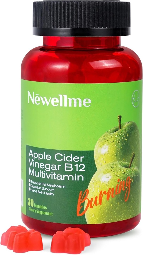 NEUELLME Apfel Apfel Apfelessig Gummie B12 Multivitamin,ACV Ergänzung Gummy Vitamine,Vegetarische Ergänzung für Frauen und Männer,Nicht GMO,Unterstützung Normale Energie Ebenen & Gut Gesundheit 30 Gummie (30)