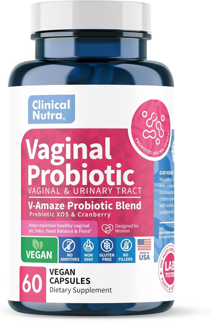 Klinische Nutra Vaginal Probiotika für Frauen pH Balance, Vaginal Odor Control mit Präbiotika & Lactobacillus Blend - Frauen Health Supplement Gesunde Vaginal Flora Support 60 Kapseln