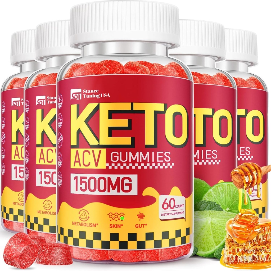 Keto ACV Gummies - 1500MG ACV Keto Gummies für Damen - Apfelessig mit Mutter, Probiotika, Vitamine B6 B12 für Gut Digestion - Vegan & Non-GMO,5 Pack