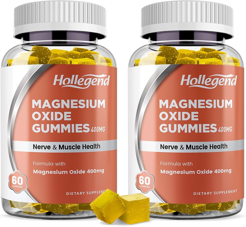 Magnesiumoxid 400mg Gummi, Magnesiumoxid Kaubare Ergänzung für Muskel, Nerve & Heart Health, Vegan, Ananas Flavor, 120 Zähler