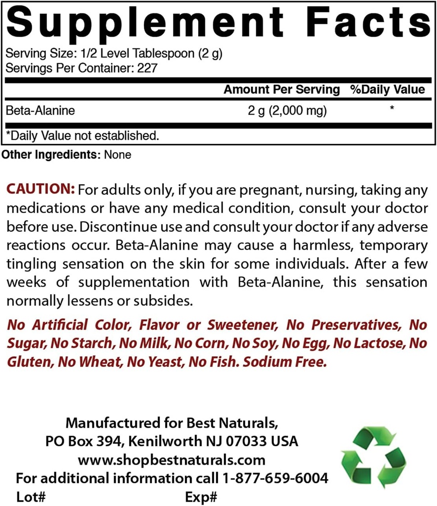 Beta Alanine reines Pulver 1 Pfund & Magnesiumoxid 500 mg