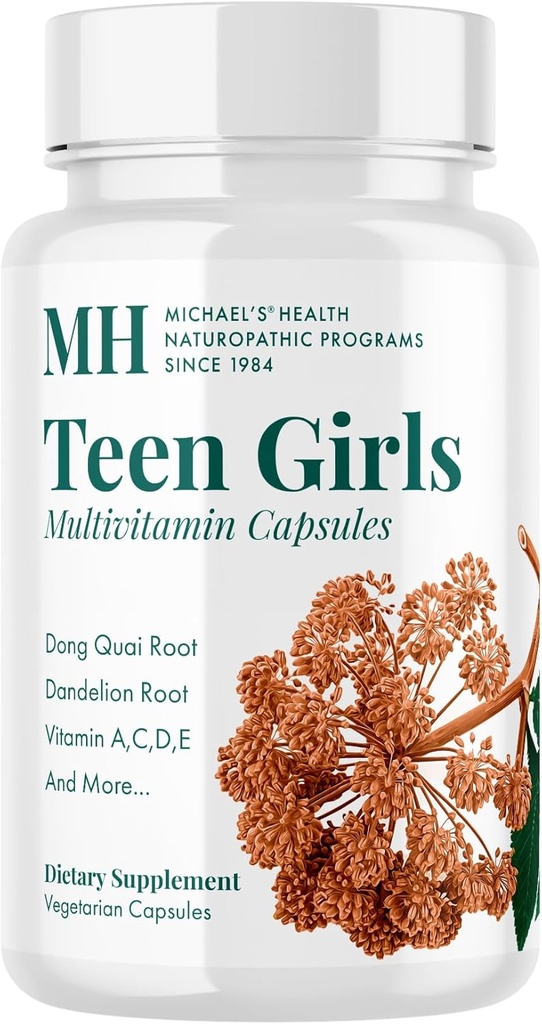 MICHAEL'S Health Naturopathic Programme Teen Girls Multivitamin - 120 Vegetarische Kapseln - Nährstoffe für gesundes Wachstum & Entwicklung - Kosher - 60 Servierungen
