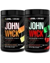 Jacked Factory X John Wick - Wick Mode Pre Workout Powder - Intense Energy, Battle-Ready Focus, Unstoppable Commitment, und Sheer Will - Letzte Tropical Sunrise & Osaka Cherry Blossom (80 Portionen)