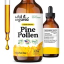 Wild & Organic Pine Pollen Tincture - Pine Pollen Pulver Flüssigkeitstropfen für Männer & Frauen - Vegan, Zucker & Alkoholfreie Ergänzung - 4 fl oz