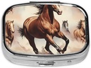 Pille Box, Kleine Pille Fall für Geld und Tasche, niedliche Medizin Organizer Reise Pille, Portable Pille Container Halter, um Vitamine, Medikamente, Fischöl und Nahrungsergänzungen,Prancing Brown Horse