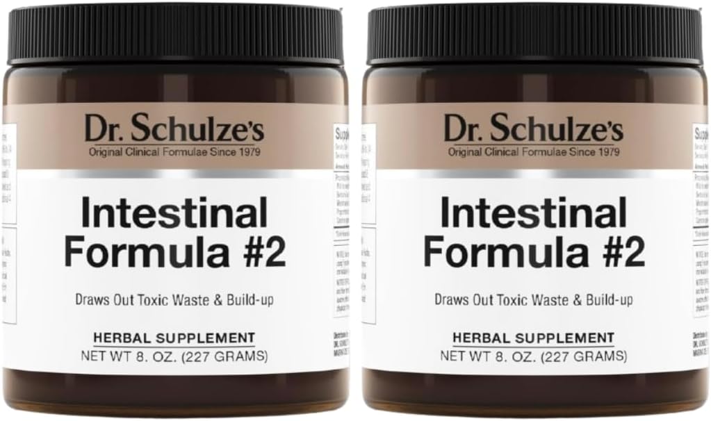 Dr. Schulze's Darmformel #2 - Reinigungsergänzung für Colon Health Support - Unterstützt tägliche Elimination - Pflanzenbasierte Kräuterergänzung - Glutenfrei & Vegan - 8 Unzen (2-Pack)
