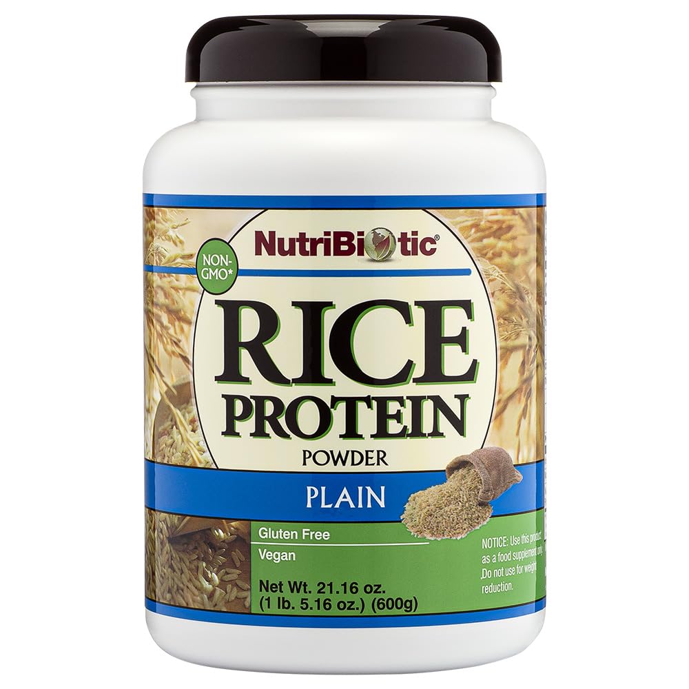 NutriBiotic – Plain Rice Protein, 1 Lb 5 oz (600g) - Low Carb, Keto-Friendly, Vegan, Raw Protein Powder - Grown & Processed without Chemicals, GMOs oder Gluten - einfach zu digest & Nutrient-Rich