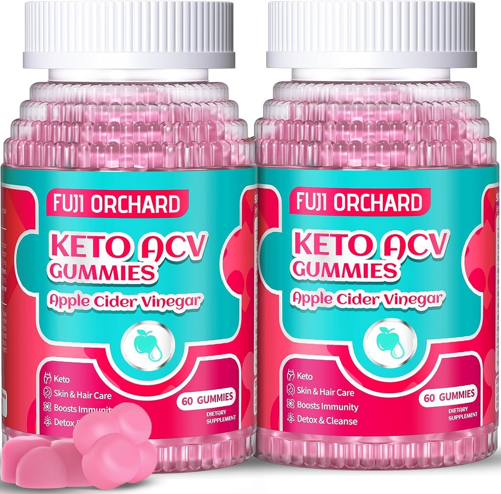 Keto ACV Gummis für Weight Loss - Delicious 1500MG Apfelessig mit Mutter, Probiotika, Vitamine B6 & B12, Vegan & Non-GMO - Unterstützt Stoffwechsel und Fettverbrennung für Frauen, 120 Vegan