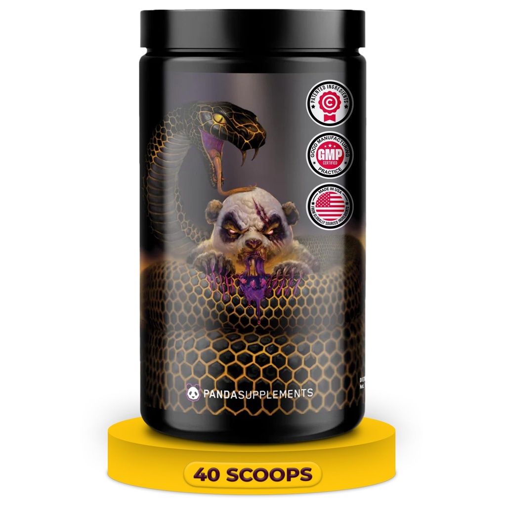 Undergound Bio Labs: Panda Supps Pandamic, Extreme Pre Workout für maximale Leistung, Pumpe und Fokus (40 Scoops) (Grape Bubblegum)