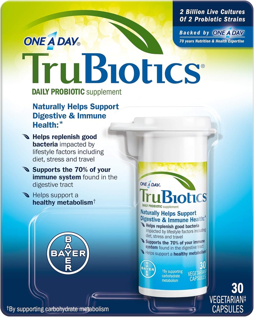 TruBiotics Daily Probiotic 30 Capsules - Glutenfrei, Sojafrei Digestive + Immune Health Support Supplement für Männer und Frauen (Pack mit 3)
