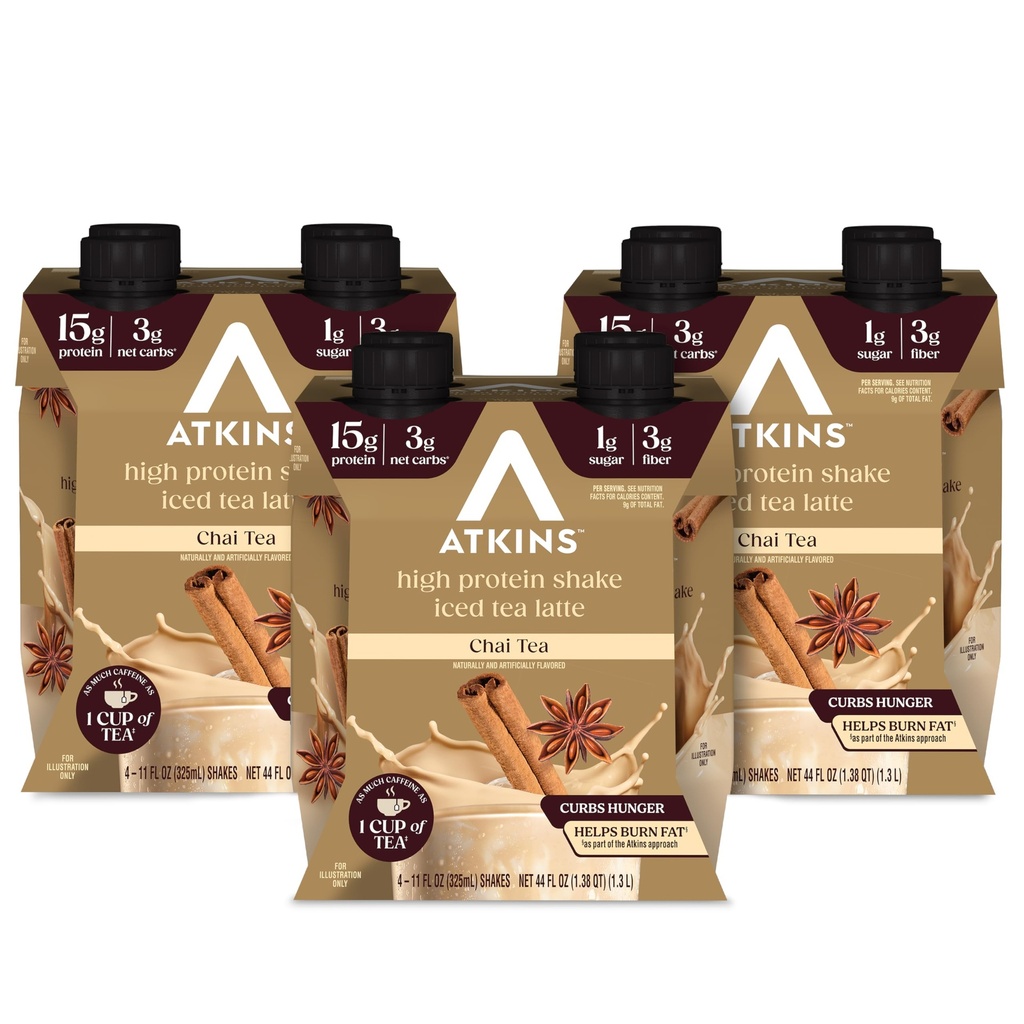 Chai Tea Latte Flavored Protein Shake, High Protein Shake, Low Glycemic, Low Carb, Low Sugar, Keto Friendly, Gluten Free, 12 Count (3 Sätze von 4)